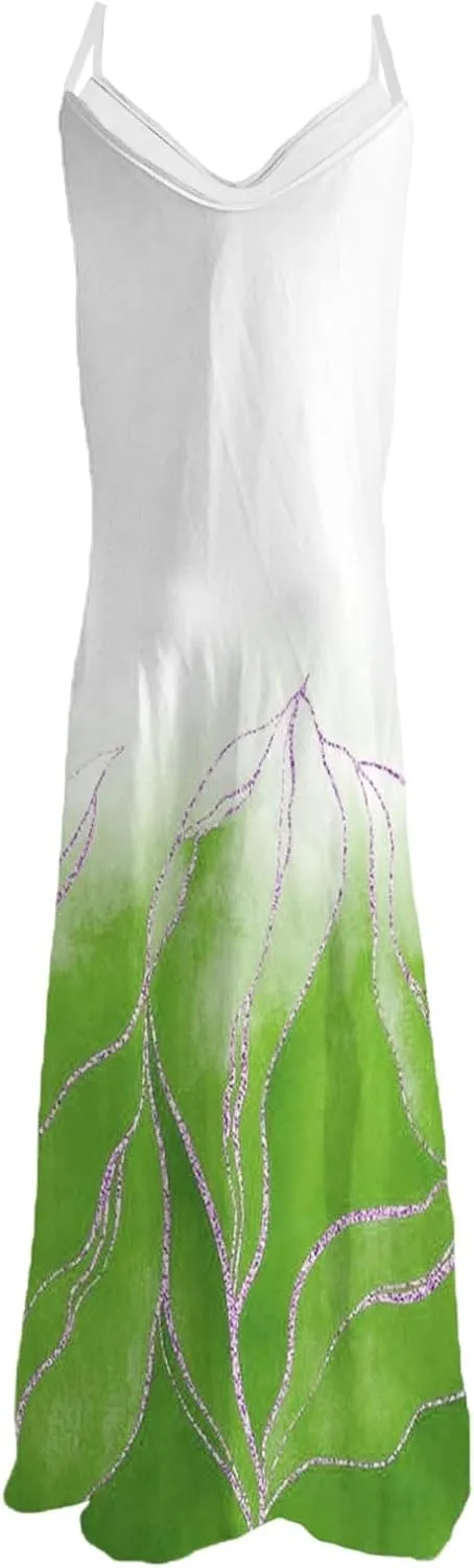 Womens Summer Dresses Spaghetti Strap Casual Sundresses Sleeveless V Neck Beach Loose Maxi Dress 2025