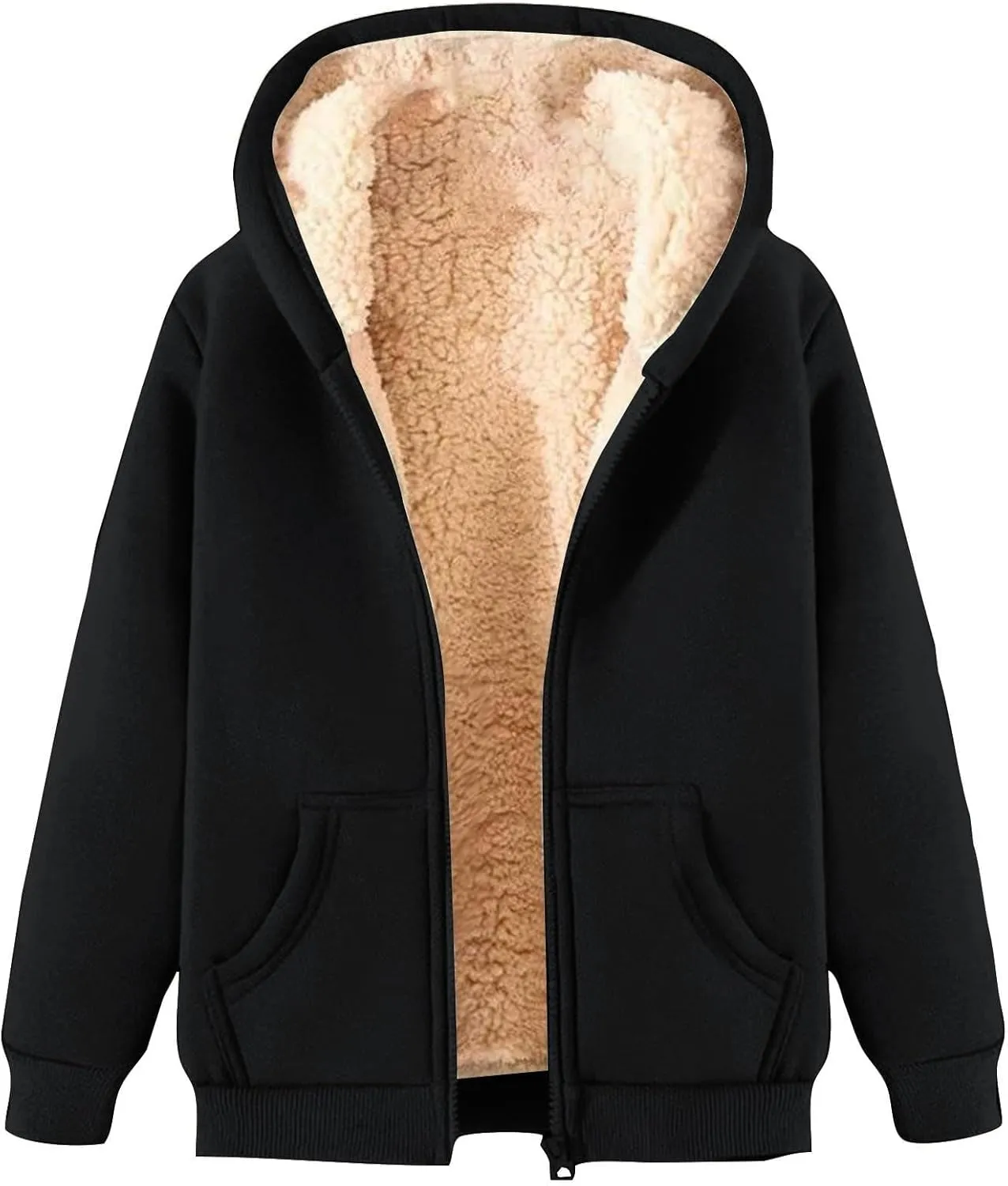 Women's Trench Elegant Plain Jacket Long Sleeve Trench Warm Winter Down Coat Button Up Sherpa Fleece Hooded Jackets