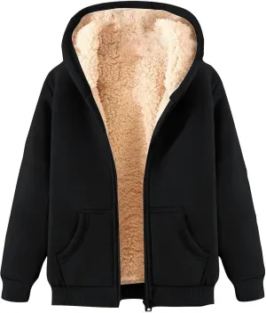 Women's Trench Elegant Plain Jacket Long Sleeve Trench Warm Winter Down Coat Button Up Sherpa Fleece Hooded Jackets