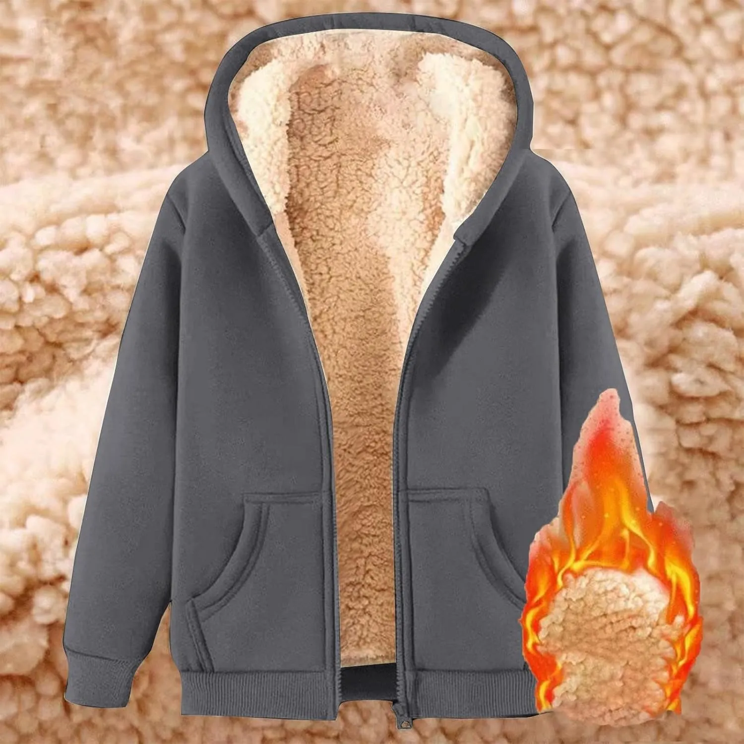 Women's Trench Elegant Plain Jacket Long Sleeve Trench Warm Winter Down Coat Button Up Sherpa Fleece Hooded Jackets