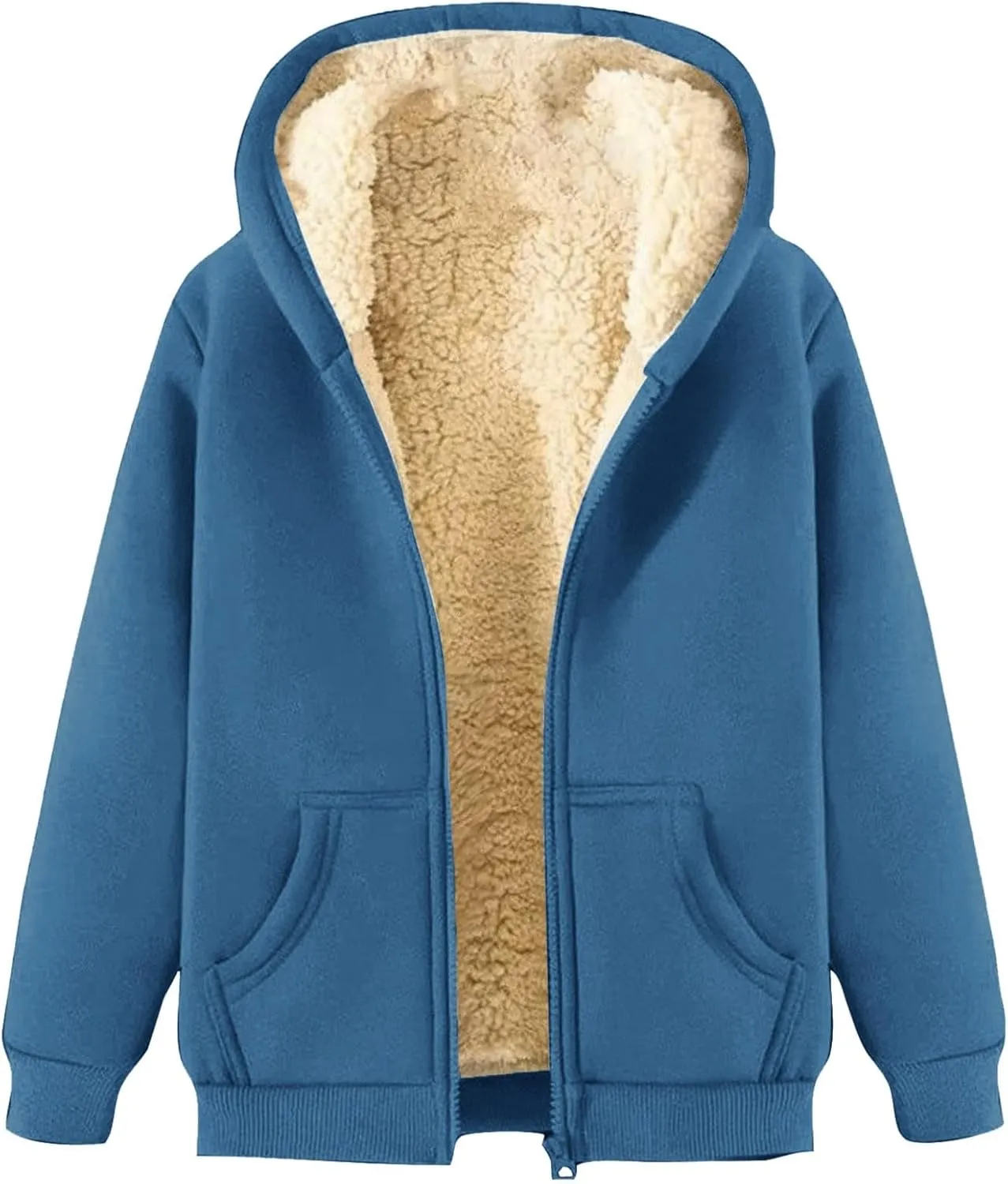 Women's Trench Elegant Plain Jacket Long Sleeve Trench Warm Winter Down Coat Button Up Sherpa Fleece Hooded Jackets