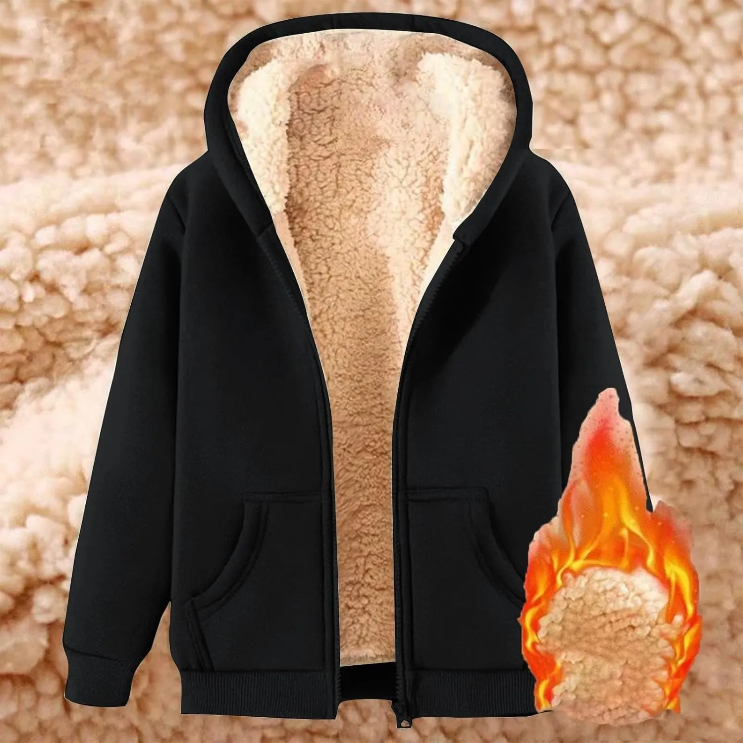 Women's Trench Elegant Plain Jacket Long Sleeve Trench Warm Winter Down Coat Button Up Sherpa Fleece Hooded Jackets