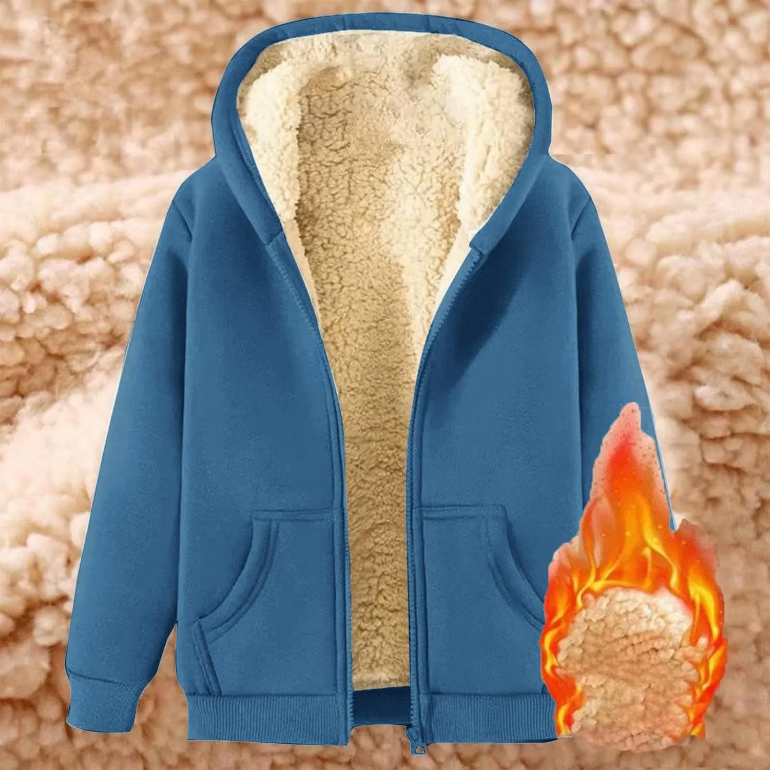 Women's Trench Elegant Plain Jacket Long Sleeve Trench Warm Winter Down Coat Button Up Sherpa Fleece Hooded Jackets