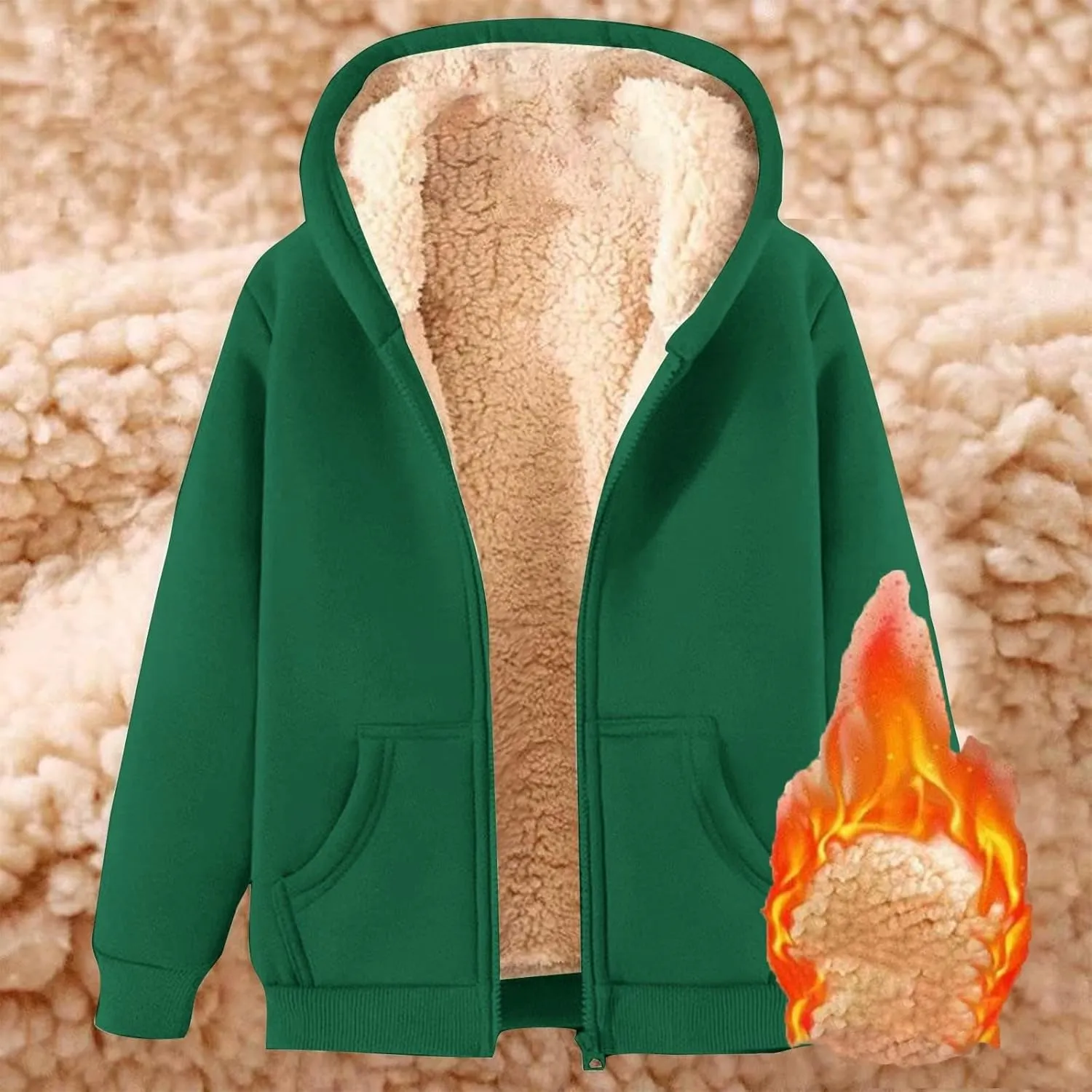 Women's Trench Elegant Plain Jacket Long Sleeve Trench Warm Winter Down Coat Button Up Sherpa Fleece Hooded Jackets