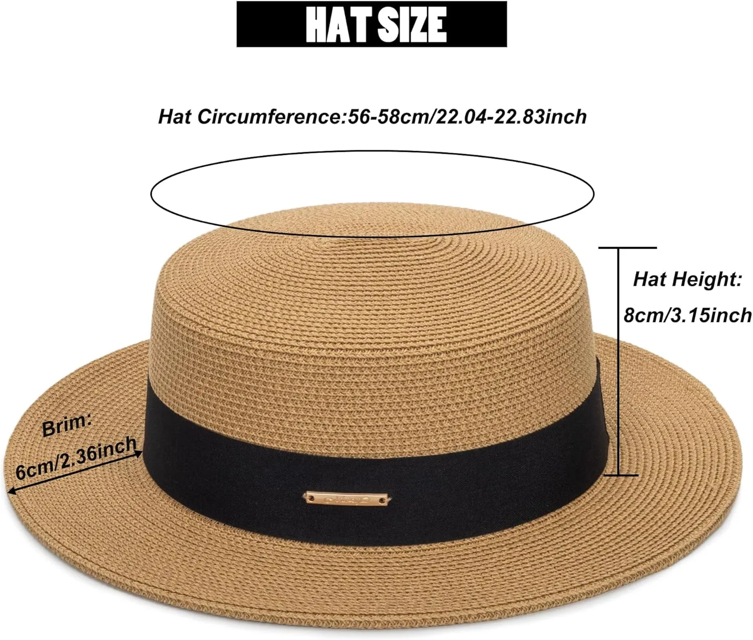 Women's Wide Brim Sun Hat Straw Panama Hat - UV-Protection Summer Boater Fedora Beach-Sun-Hats(M-L)