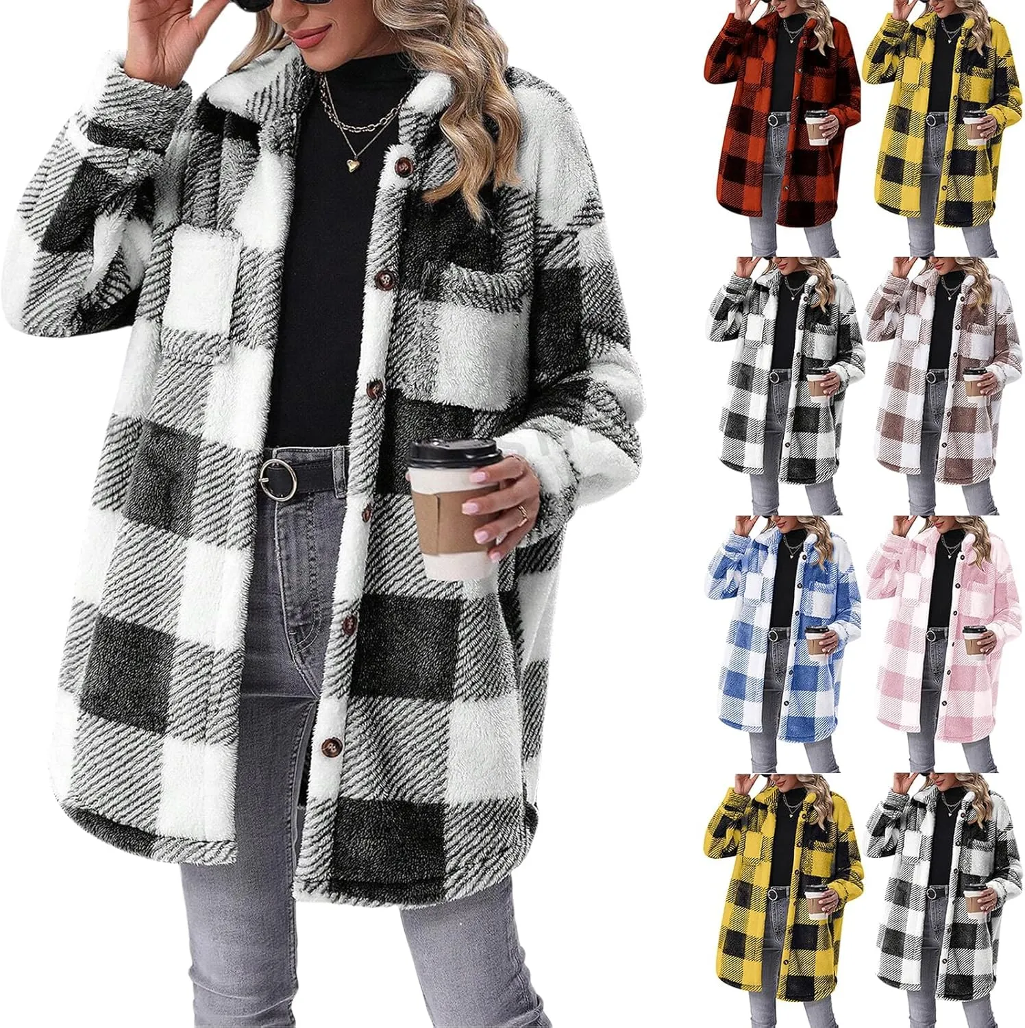 Womens Wool Blend Cardigans Casual Dressy Long Sleeve Open Front Knit Long Cardigan Double Breast Lapel Coats