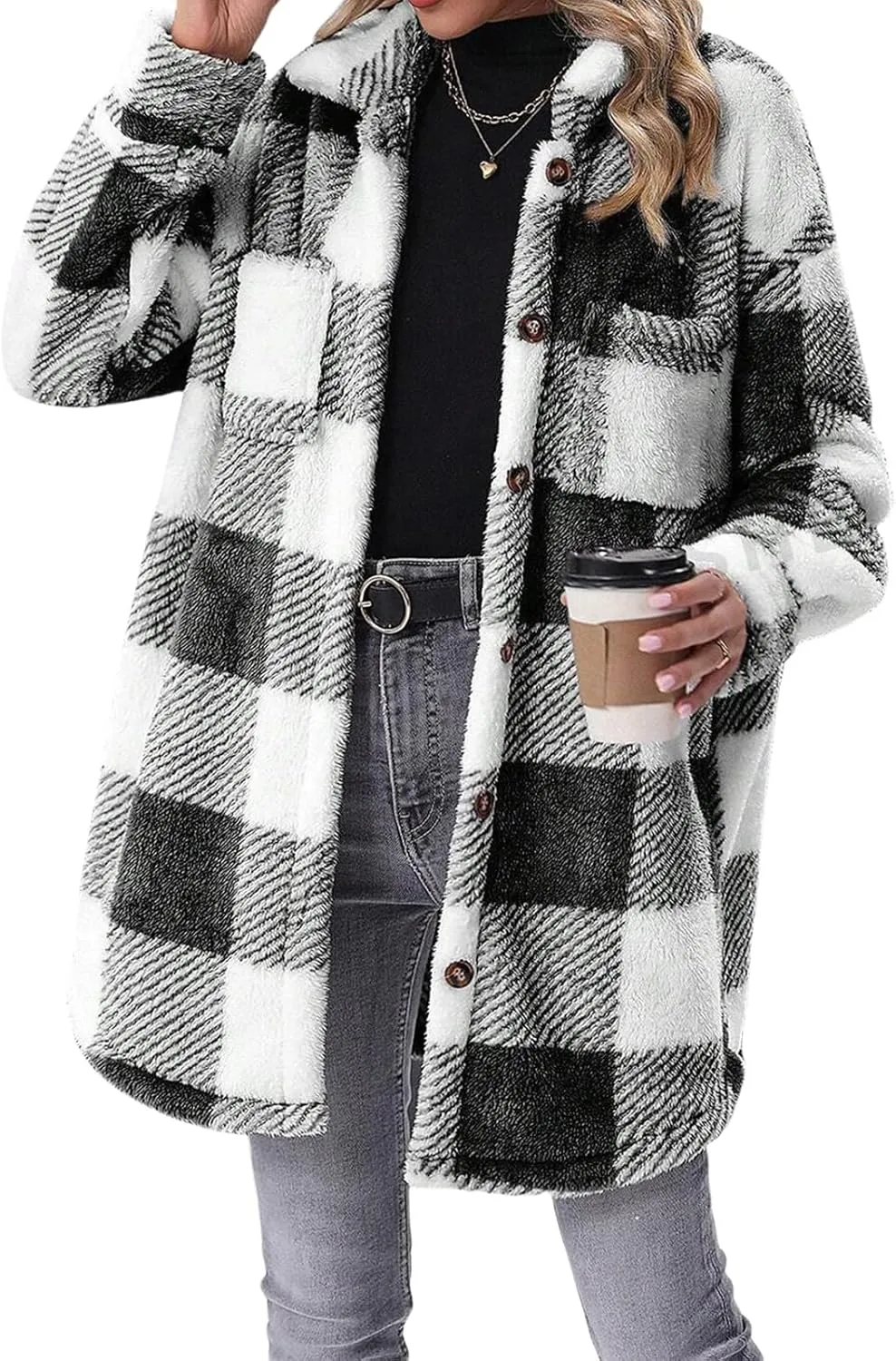 Womens Wool Blend Cardigans Casual Dressy Long Sleeve Open Front Knit Long Cardigan Double Breast Lapel Coats