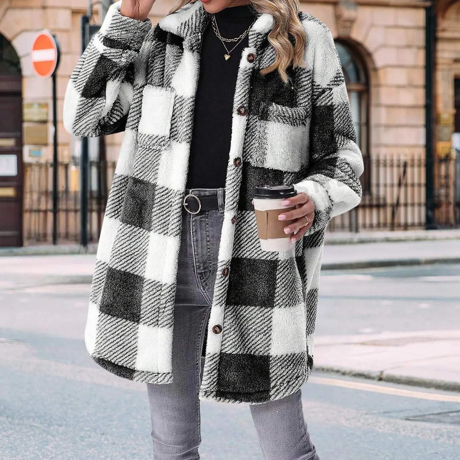 Womens Wool Blend Cardigans Casual Dressy Long Sleeve Open Front Knit Long Cardigan Double Breast Lapel Coats