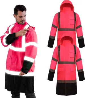 Z&Q LABOR Raincoat Safety Work Rain Gear for Men Waterproof with Hood, High Visibility Rain Gear,Rain Suits for Men