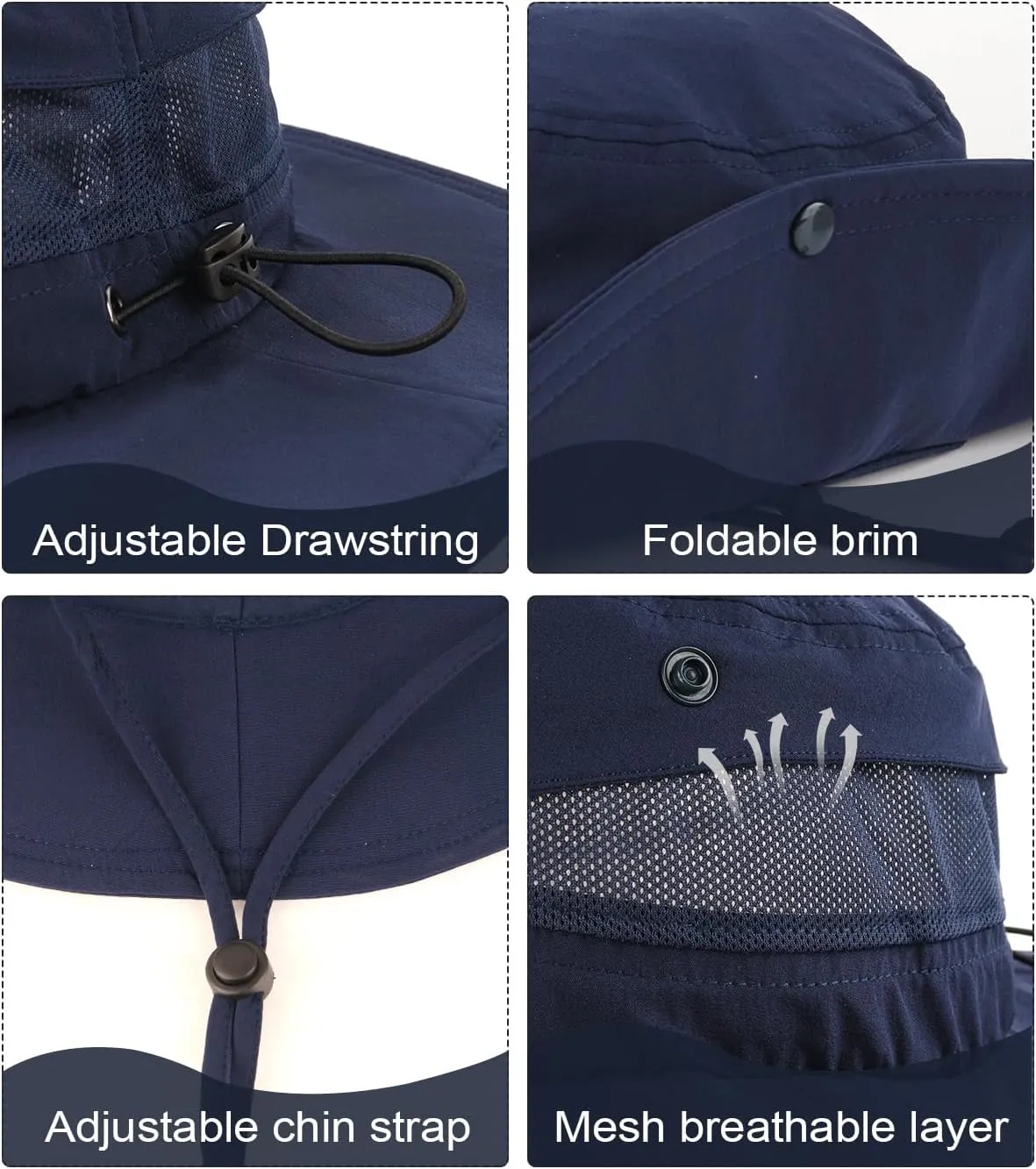 Zylioo 3XL/2XL/XL/L/M UV Boonie Sun Hat,Oversize Quick Dry Breathable Fishing Hats,UPF Cool Summer Hats with Strap