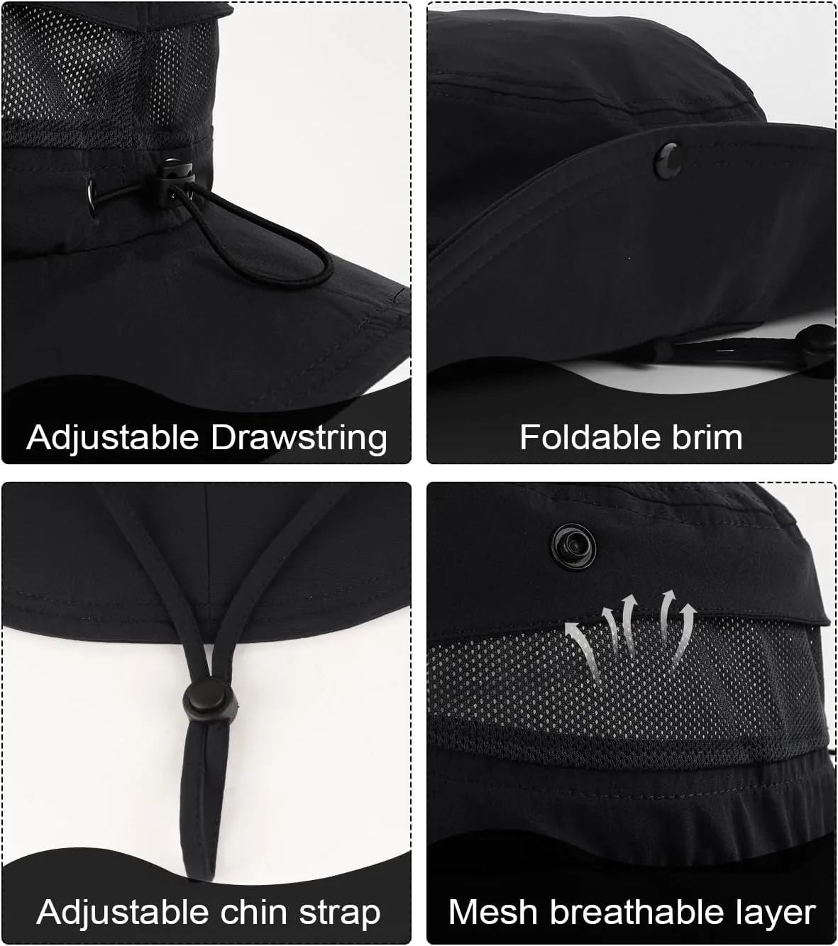 Zylioo 3XL/2XL/XL/L/M UV Boonie Sun Hat,Oversize Quick Dry Breathable Fishing Hats,UPF Cool Summer Hats with Strap